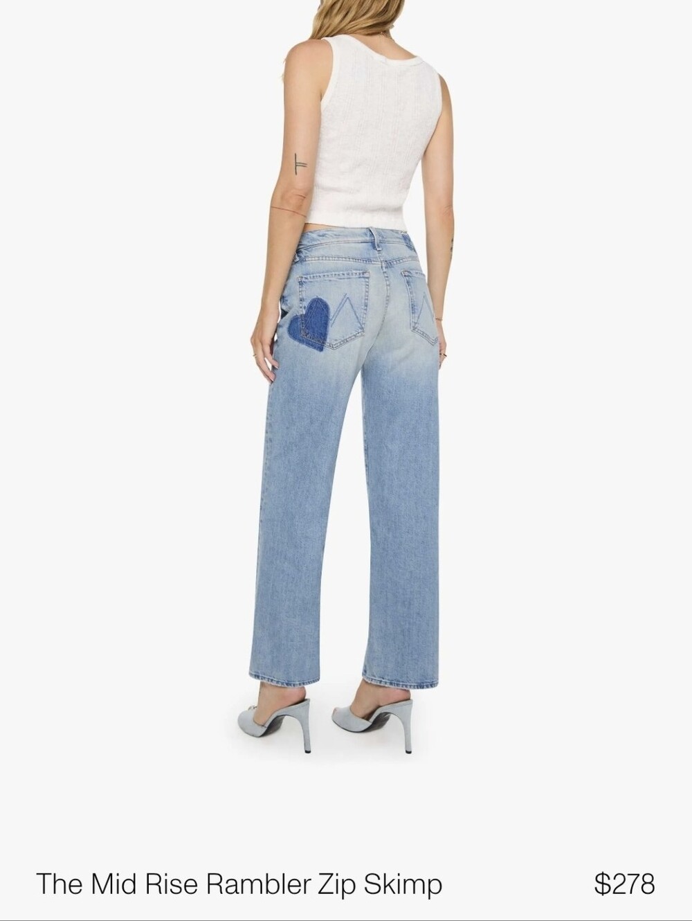 Mother: I Confess With Heart, Light Blue Women's Heart Patch Jeans